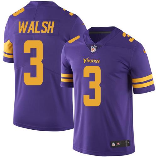 Nike Vikings #3 Blair Walsh Purple Men's Stitched NFL Limited Rush Jersey - Click Image to Close